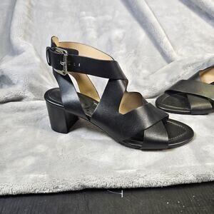 Michael Kors Maribella Womens 8.5 Black Leather Block Heel Sandals